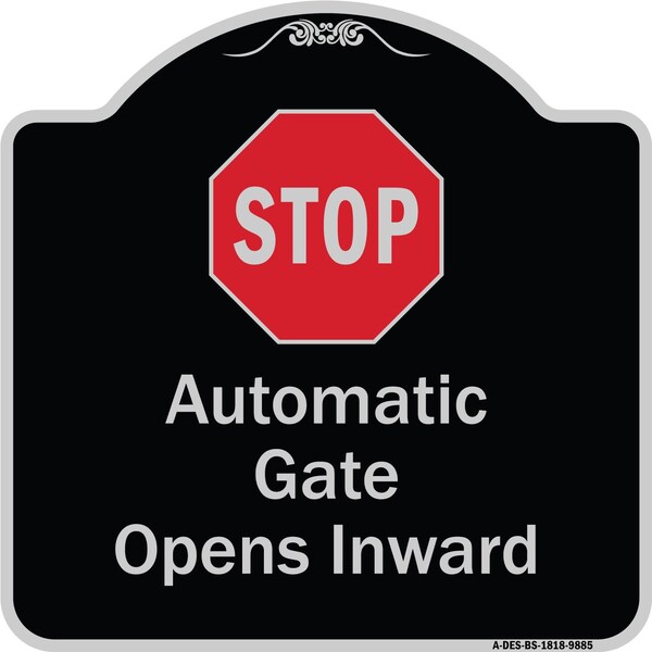 Designer Series-Stop Automatic Gate Opens Inward With Symbol, 18" x 18", BS-1818-9885